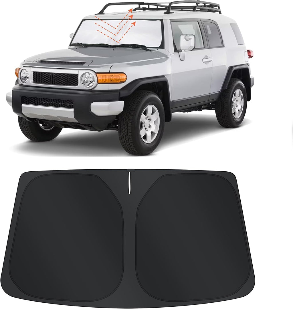 TINGLU Sun Shade for Toyota FJ Cruiser Sport Utility 2007-2014 Accessories Windshield Sun Shade Window Shade UV Rays Protection Sun Visor Cover with Steering Wheel Sunshade Storage Bag
