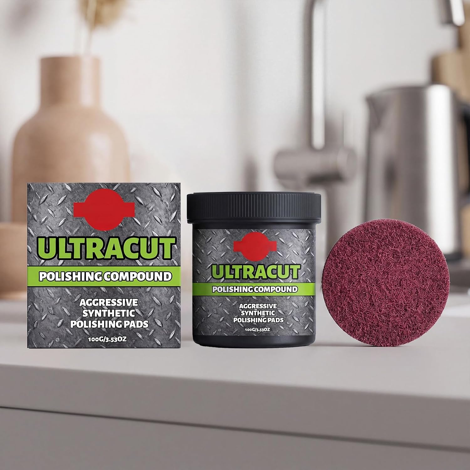 Surface Restoration Polish with Pad, Multi-Surface Scratch Remover, Polishing & Surface Protection (2 Pcs)