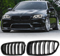 F10 Grille - Front Kidney Grille Double Slats Glossy Black Compatible with 2010-2017 BMW 5 Series F10 F11 F18 Sedan 520i 528i 535d 535i 550i 520i - ABS Gloss Black Kidney Grill