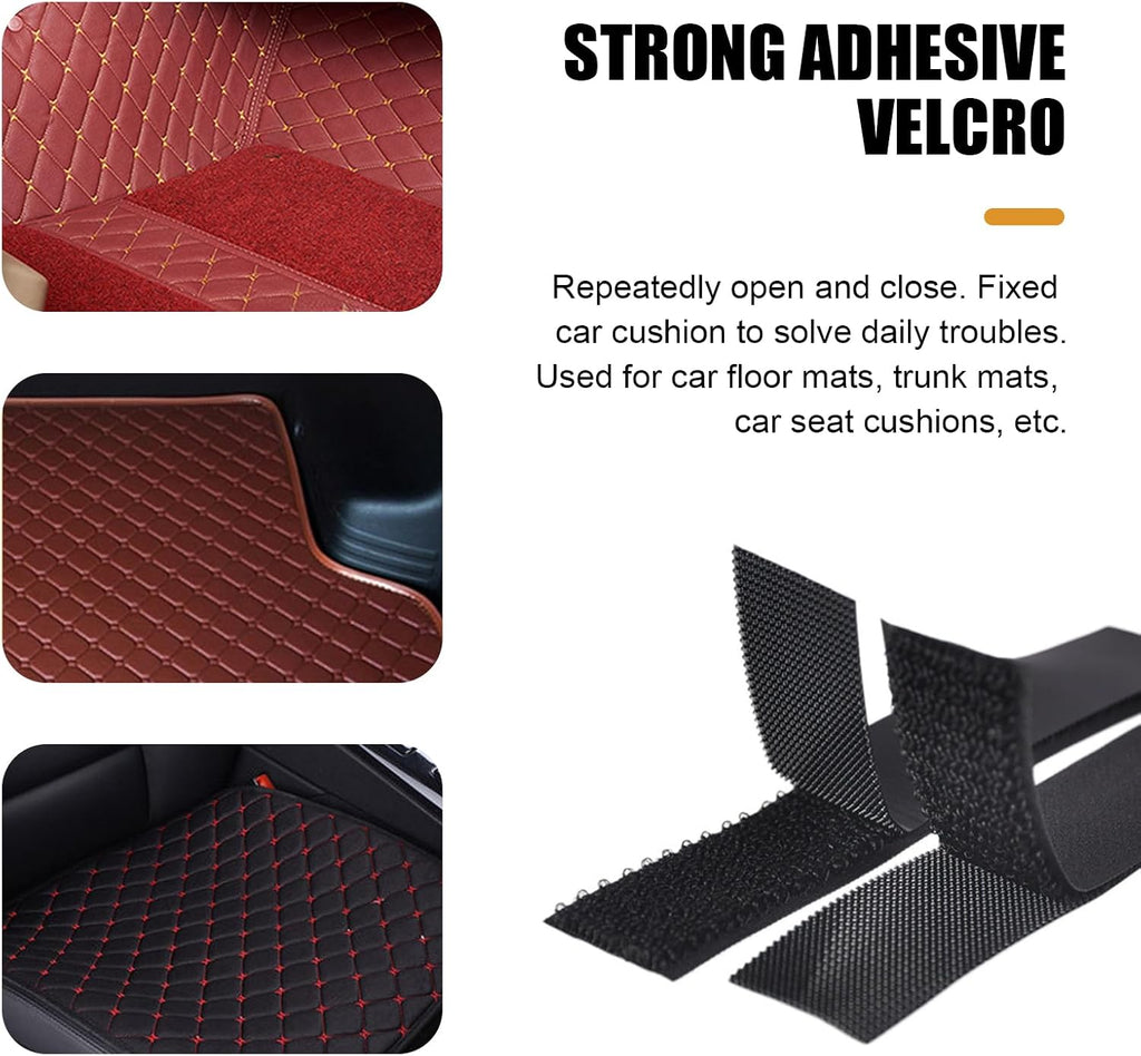 20PCS Car Mat Fixing Stickers, Nylon Waterproof Non-Shedding Vehicles Foot Pads Backing Adhesive, Multifunctional Cuttable Traceless, for Cushions, Sofa Mat, Carpets (Black)