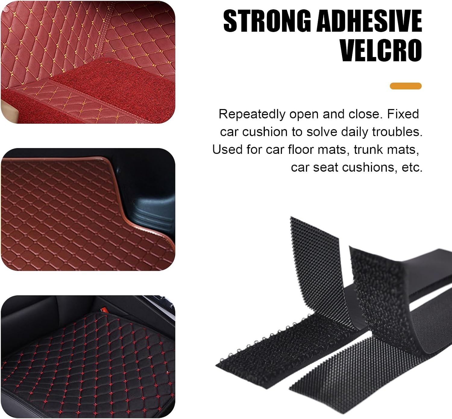 20PCS Car Mat Fixing Stickers, Nylon Waterproof Non-Shedding Vehicles Foot Pads Backing Adhesive, Multifunctional Cuttable Traceless, for Cushions, Sofa Mat, Carpets (Black)