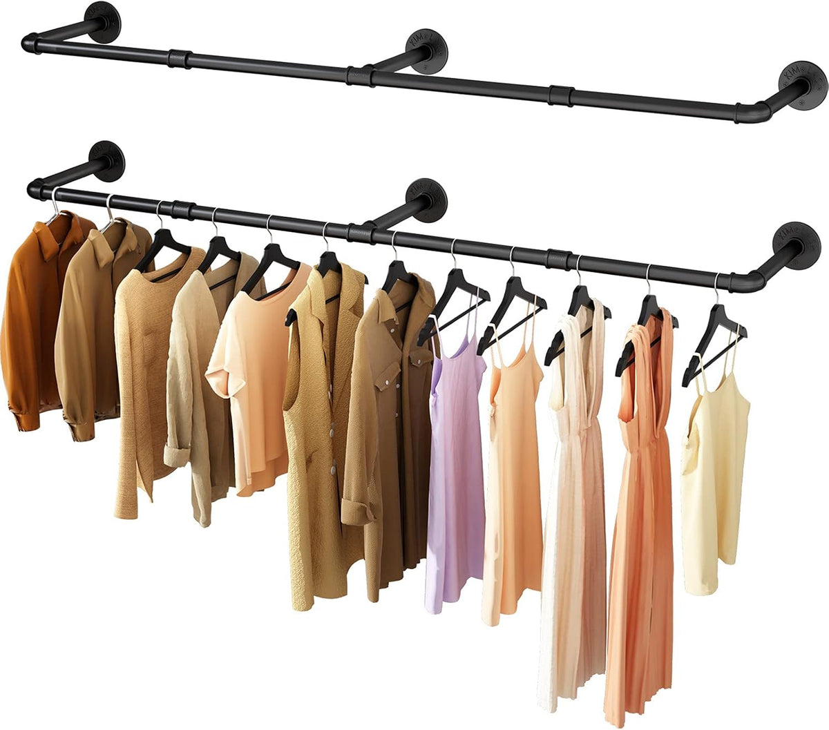 wall mounted clothes rack, 60in industrial pipe clothing, main product view
