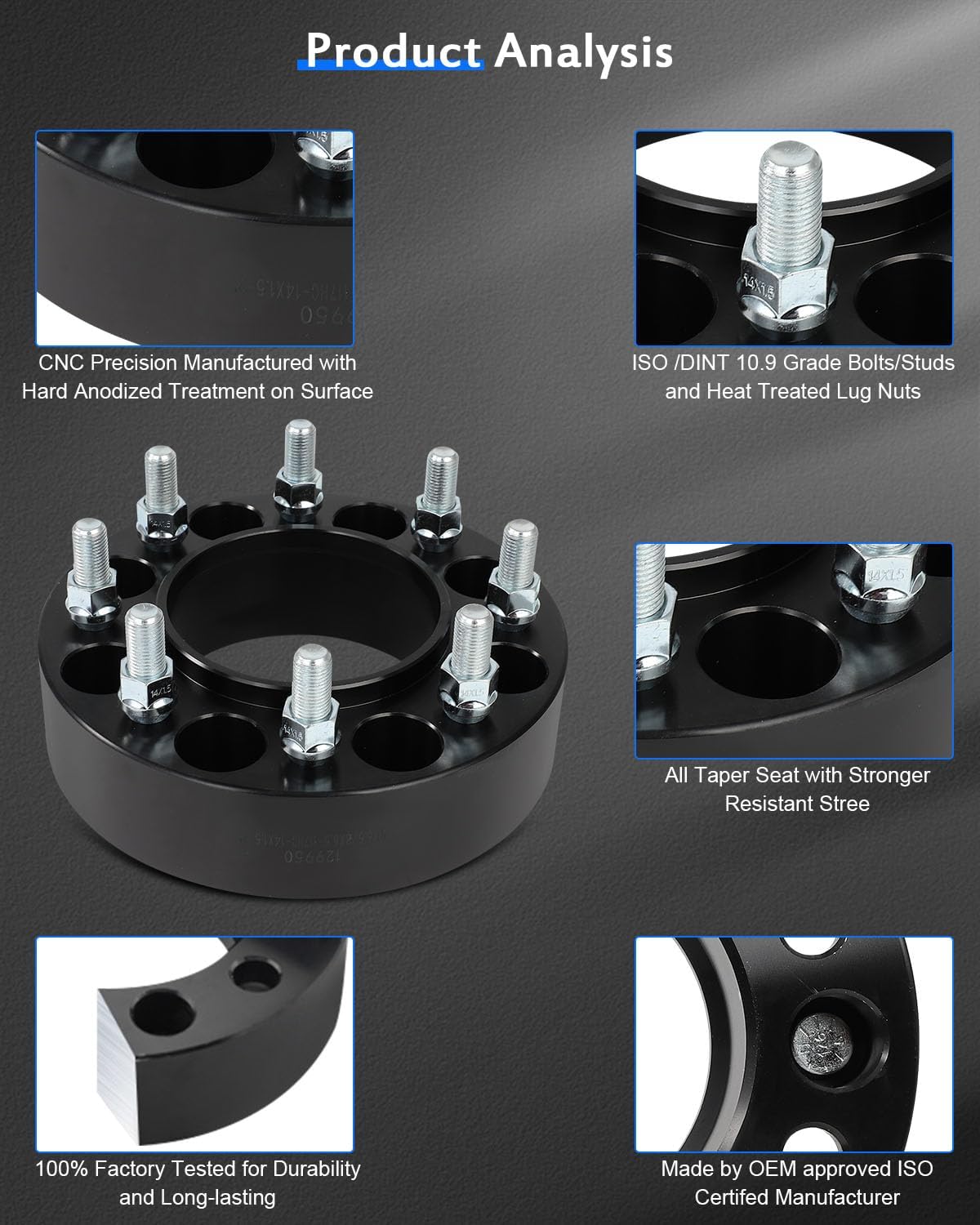 ECCPP 8x6.5 to 8x6.5 hubcentric Wheel Spacers 2 inch 8 lug Fit for Chevrolet Express 2500 2022-2023 for Chevrolet Silverado 2500 2000-2010 with Studs 14x1.5 Centric Bore 117mm-4PCS