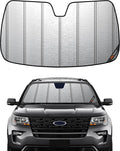 Pigenius Windshield Sunshade for Ford Explorer 2020-2025, Metallic Silver Finish