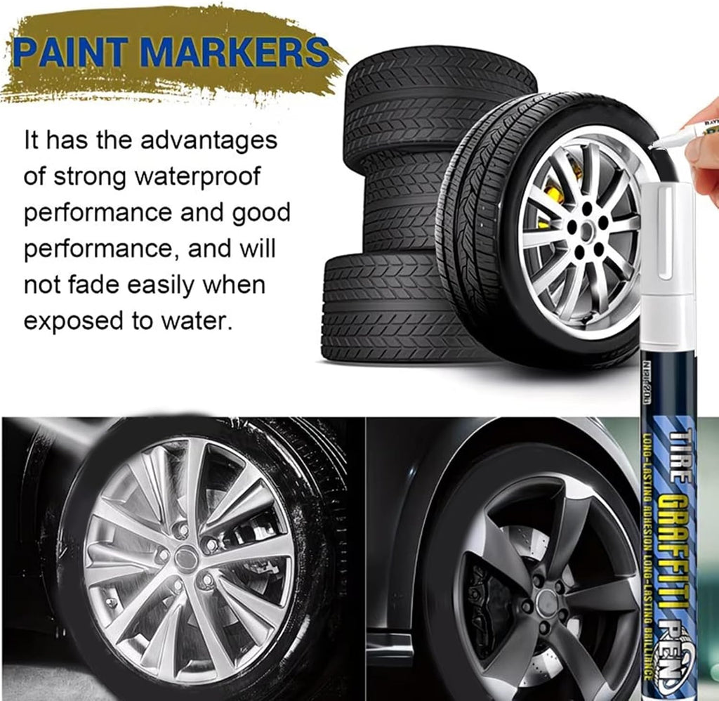Tire Pen | Vehicle Wheel Modification Supplies,Tyre Lettering Paint Pen Drivers Trucks RVs Motorcycles Detailers Shops Modifiers Racers Restorers Shows