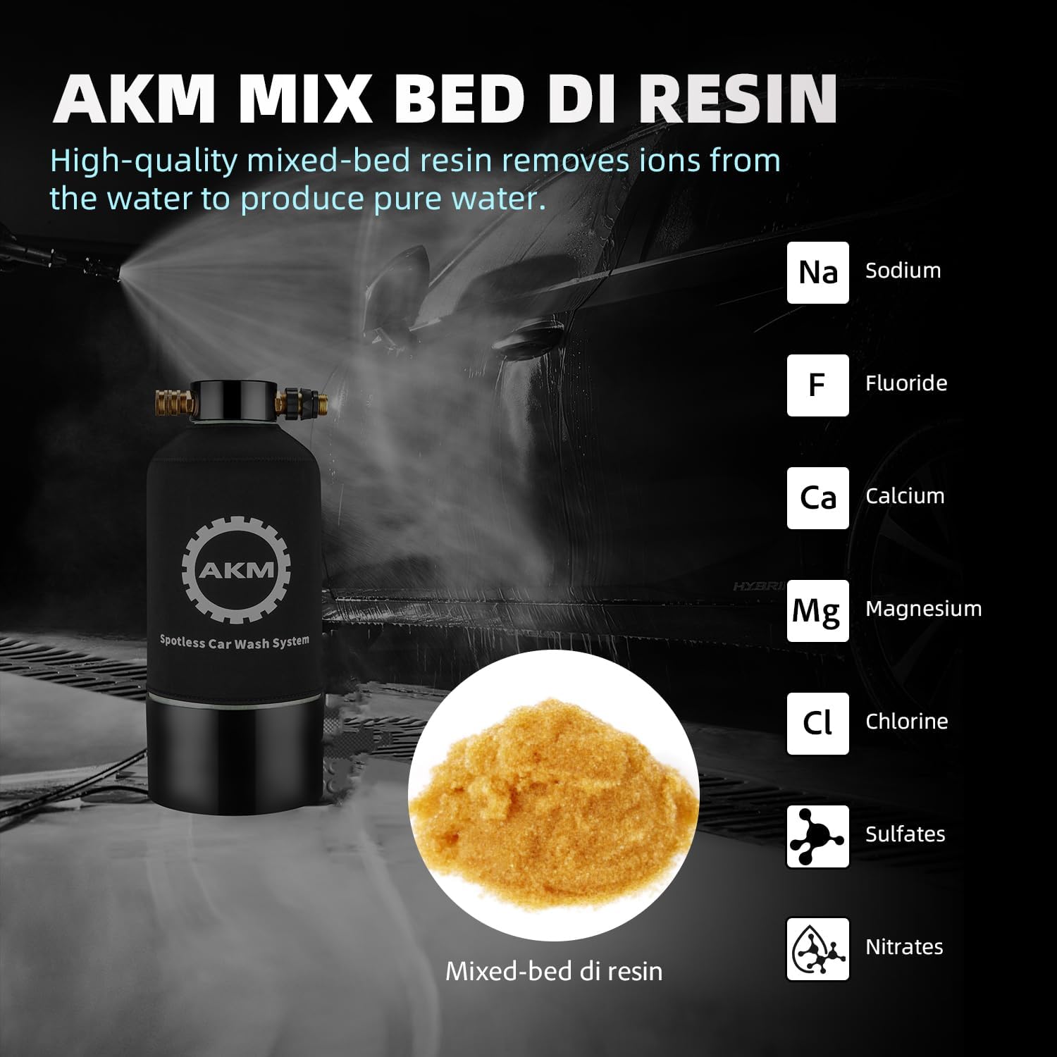 AKM Mixed Bed Deionized Di Resin Filter Fill, Use for Spotless Car Wash System Filter Change, 10 Liters(5 Liters x 2)