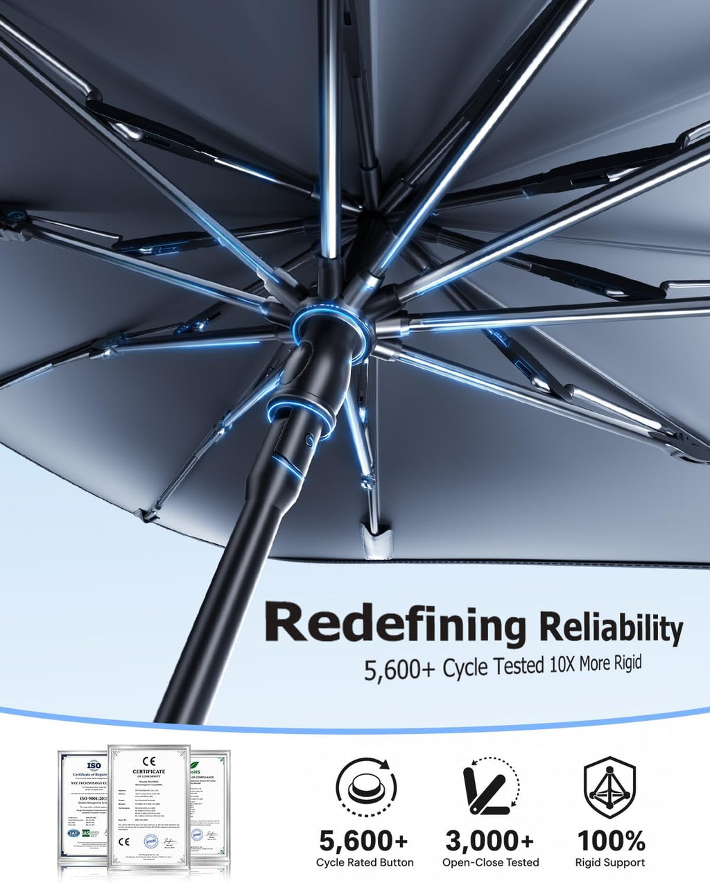 [2026 Upgrade] Weektic Windshield Sun Shade Umbrella, [Double Thickened Ice Crystal Coating] Sun & Heat Protection, Keep Vehicle Cool & Protect Interior, Zero Light Leakage Medium 57" L x 31" W
