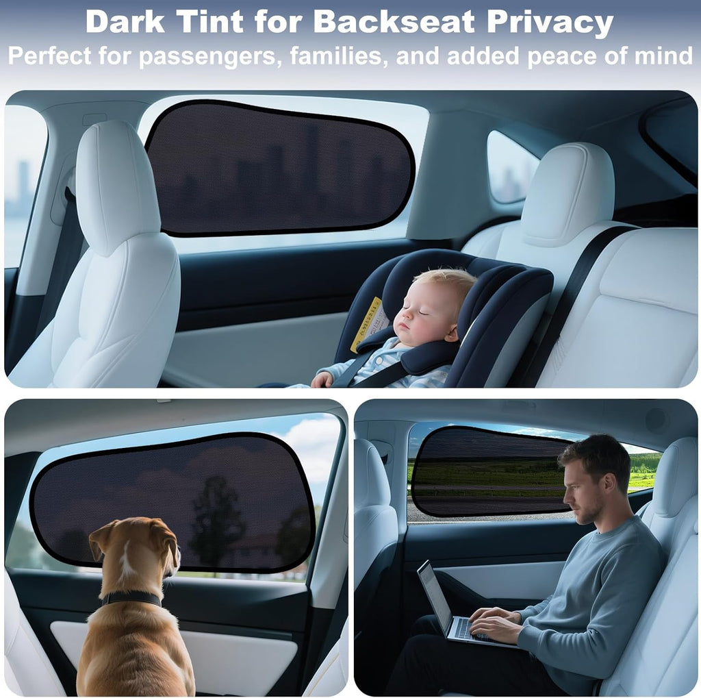XCBYT Tesla Model Y Window Shades for Baby, Static Cling Side Window Sun Shades for Heat Insulation & UV Protection, Semi-Transparent Car Privacy Window Covers, Front Driver Window Sunshade, 4PCS