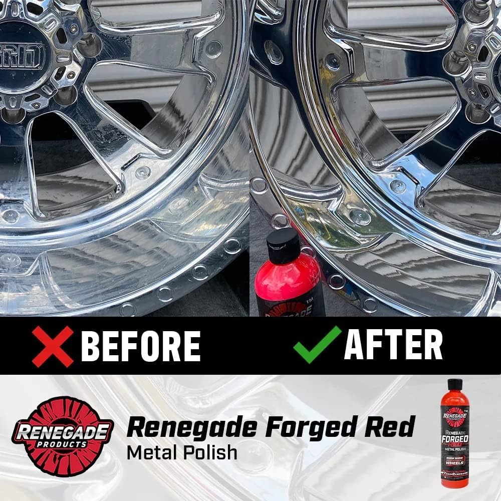 Renegade Products USA - Forged Red - Forged Metal Polish for Billet Wheels & Soft Aluminum, Soft Metal & Forged Wheel Polish, Billet Aluminum Cleaner & Polish, 12oz.