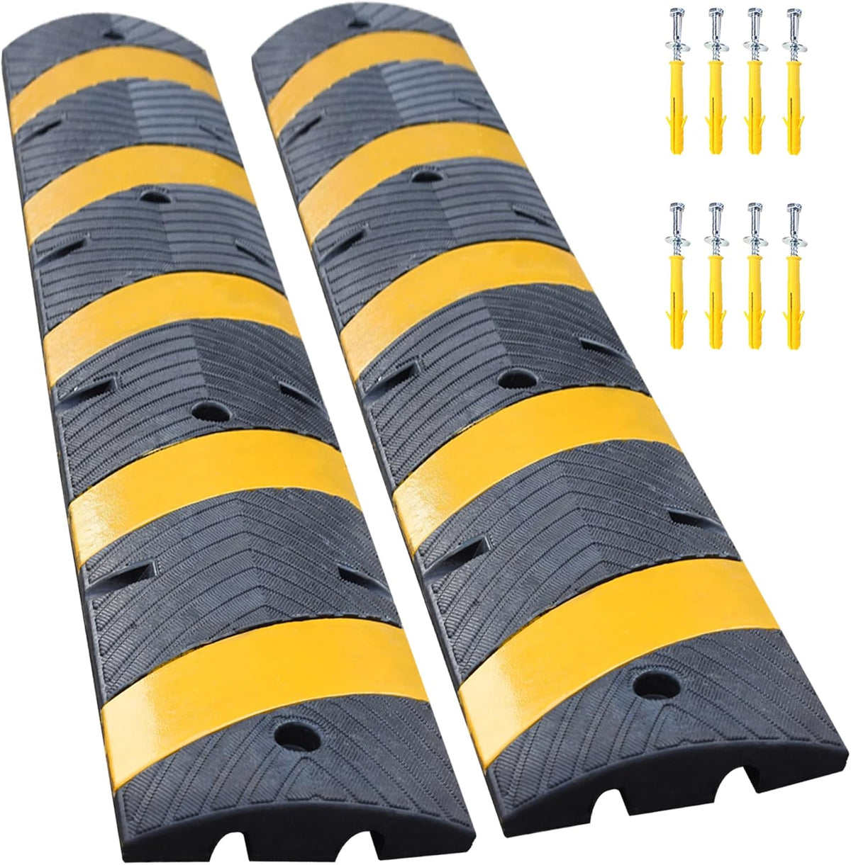 Orangestar 2-Pack 6Ft Rubber Speed Bump, 2 Channel Heavy Duty Speed Hump Cable