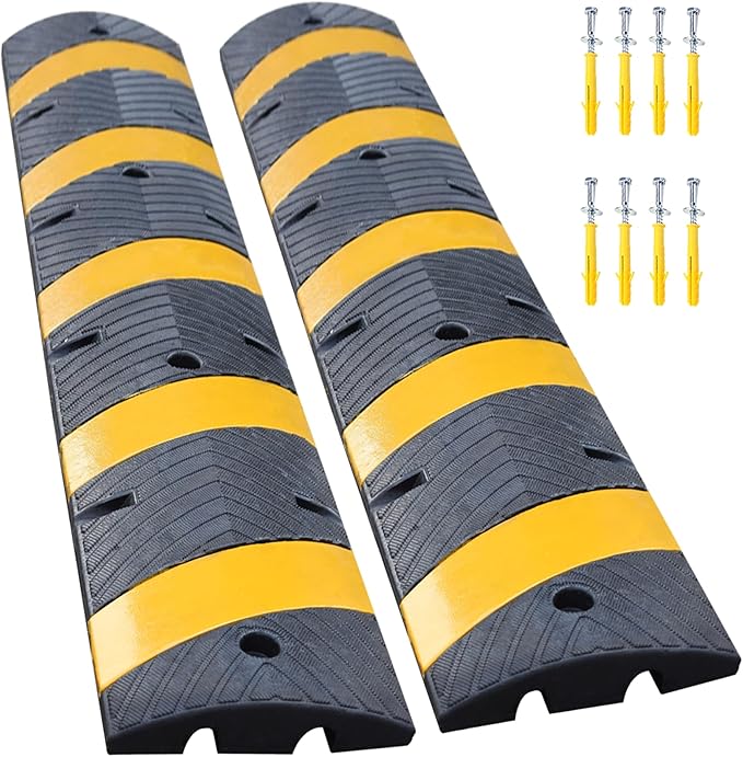 Orangestar 2-Pack 6Ft Rubber Speed Bump, 2 Channel Heavy Duty Speed Hump Cable by OrangeStar