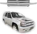 CarPartsDepot Front Grille Chrome Center Bar With Dark Gray Mesh Compatible With 2002-2005 Chevy Trailblazer GM1200477 10358128