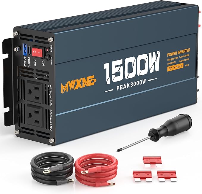 1500W Pure Sine Wave Power Inverter DC 12V to AC 110V 120V Converter by MWXNE