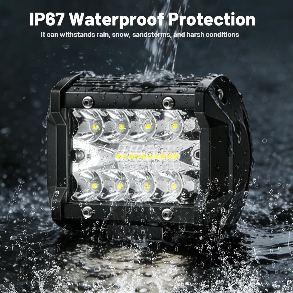 4 inch 60w led light pods 12v triple, side view