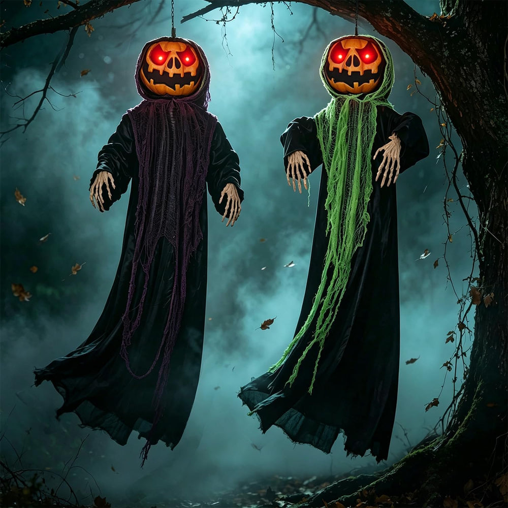 yosager 2 Pack Halloween Decorations, 6 FT Lighted Hanging Pumpkin Men