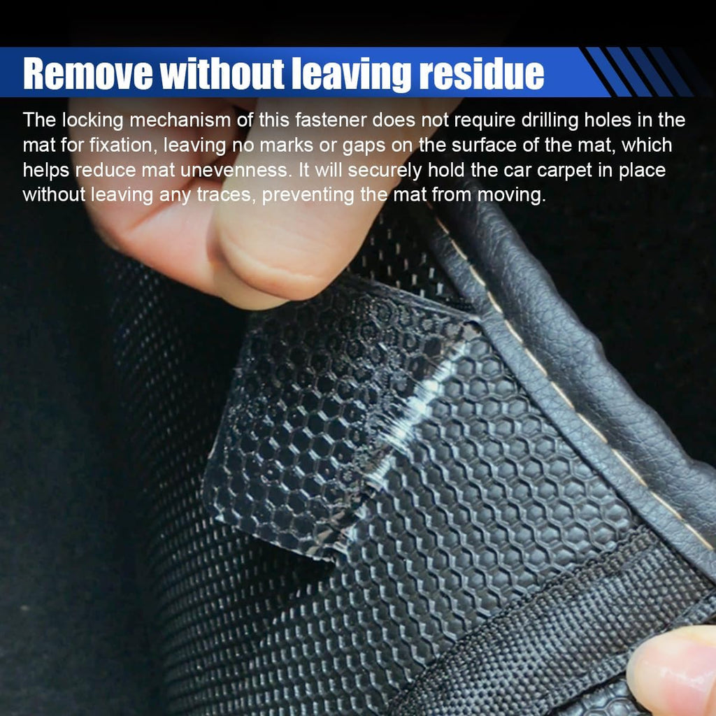 Car Floor Mat Retainer, Vehicle Non-Slip Foot Pad Fixing Fasteners, Universal Automotive Hook and Loop Strips Accessories with Double Sided Adhesive for Carpet, Seat Cushion (20PCS)