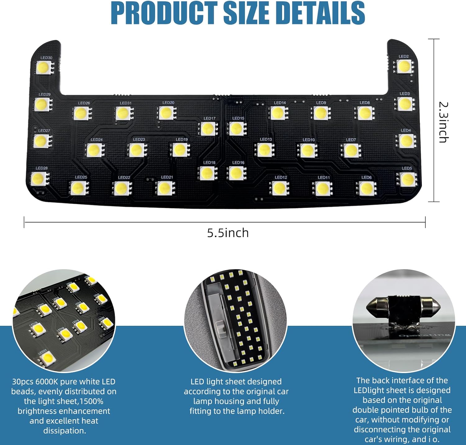 Interior Dome Lighting Upgraded Accessory,Reading light, High-brightness Pure White LED Light,Fit for Toyota Tacoma,4Runner,Rav4,Camry,Corolla,Sienna,Highlander,Prius,FJ Cruiser
