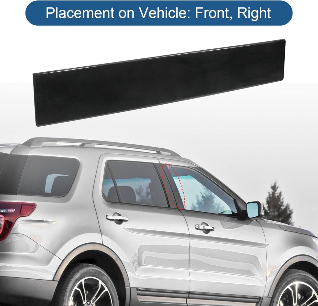 B Pillar Molding Trim 926-449 Front Right Passenger Side Door Applique Replacement for Ford Explorer 2011-2016 BB5Z7820554AB Gloss Black