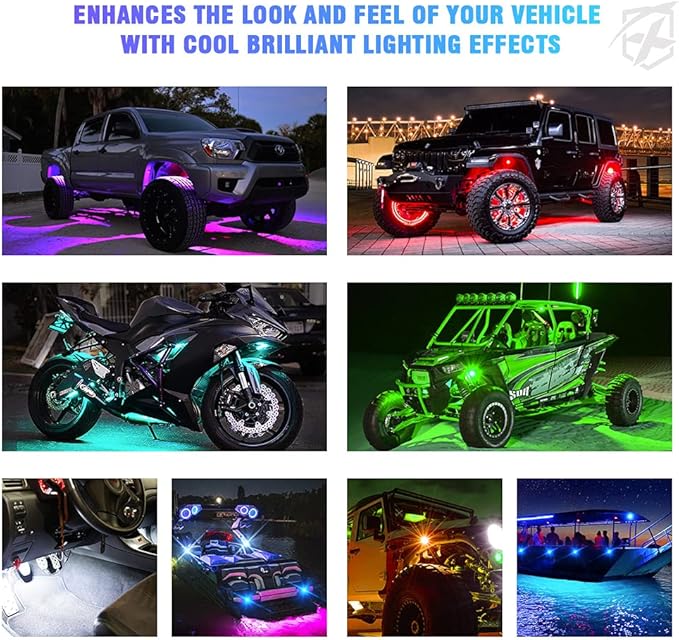 Xprite RGB LED Rock Lights Wide Angle Bluetooth Multicolor Neon Lighting - Image 4