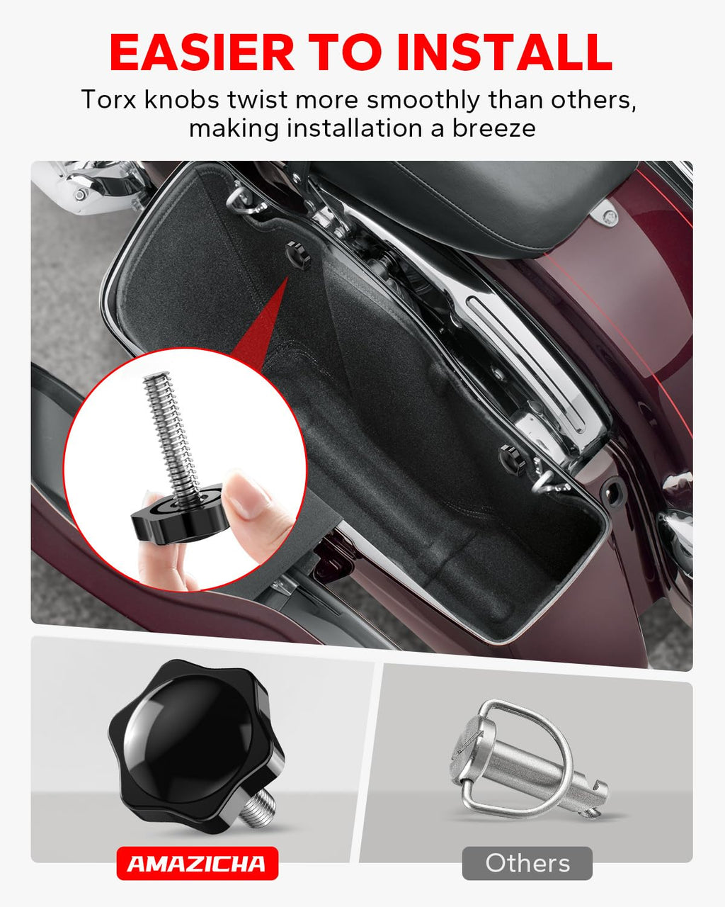Amazicha Saddlebag Locks Theft Deterrent Saddle Bag Mounting Screw Bolt Black Fit for Harley Davidson Touring Street Glide,Electra Glide, Road Glide, Road King 1988-2024