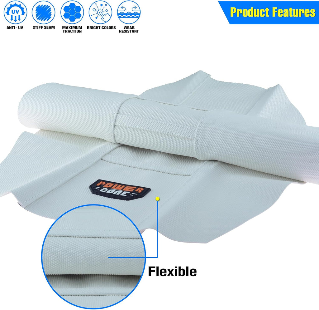 Universal Ribbed Dirt Bike Seat Cover - Gripper Soft Seat Cover for Most Dirt Pit Bike Motorcycle (All White)