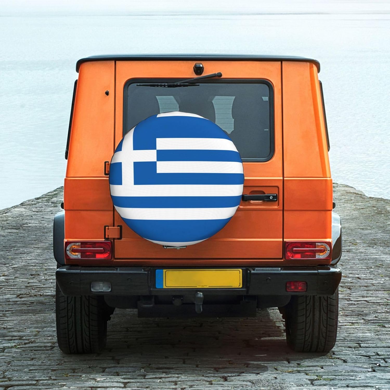 Greek Flag Print Universal Spare Tire Cover for RV, Jeep | Wheel Protector Fits Rv, Trailer, Jeep, Shield Tires From Sun, Dirt And Rain For Outdoor Storage