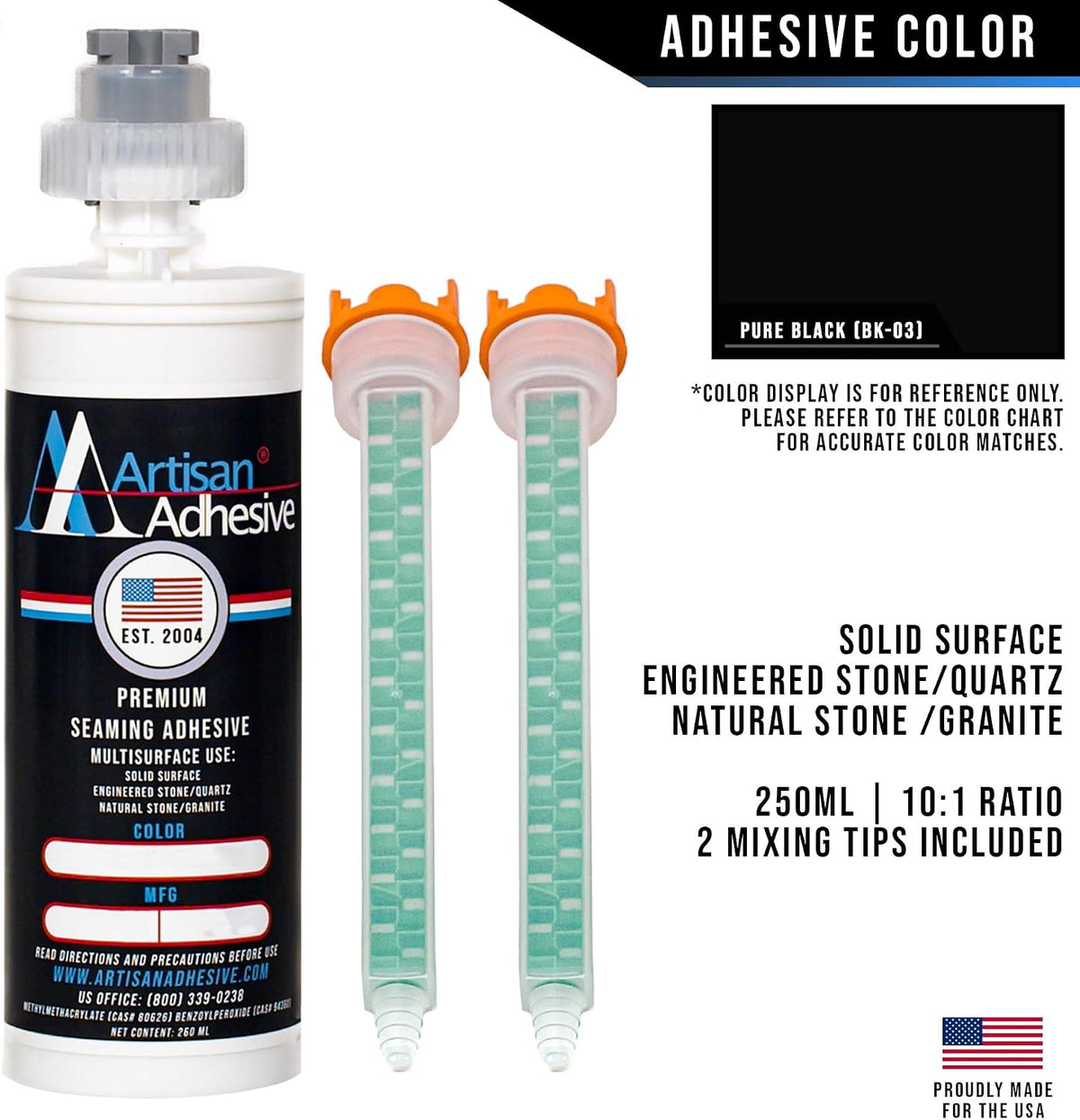 (color: pure black) - specially formulated seam adhesive shown in use