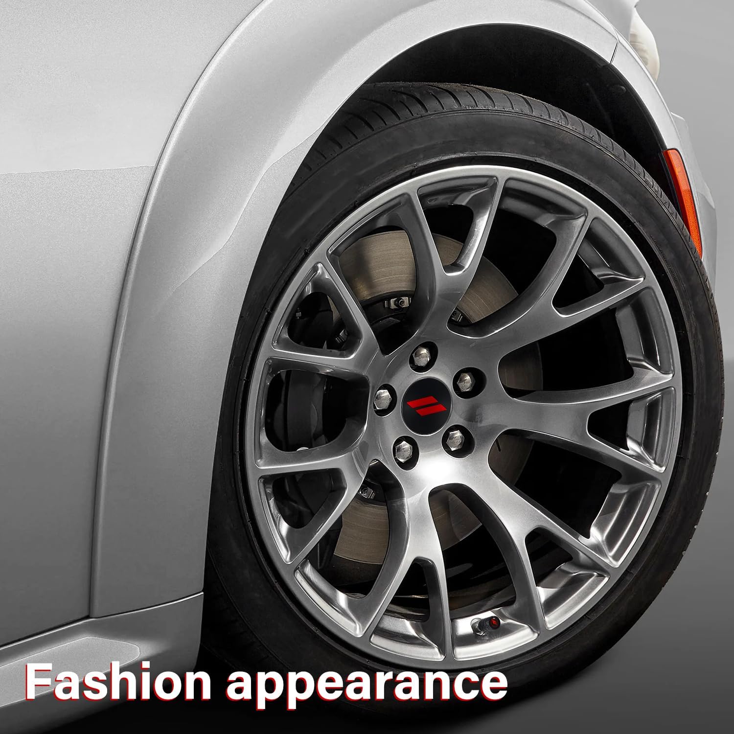 4PCS 63mm=2.5 inch Slash Wheel Center Cap Covers for Dodge Charger Challenger Durango Journey Avenger Hornet Dart R/T SRT Non Fading Hubcaps Rim + Tire Valve Stem Caps Covers Trim (Red)