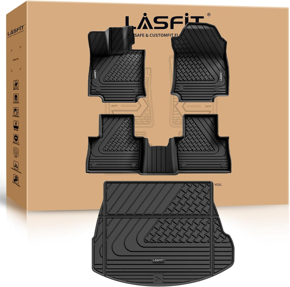 LASFIT Floor Mats&Trunk Mat for Lexus NX/ NX250/ NX350 2022-2025, All Weather