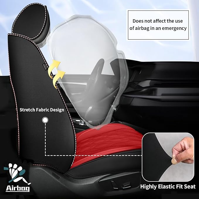 2 Front Car Seat Covers Fit for Toyota Camry 2012-2025 Faux Leather Automotive - Image 3
