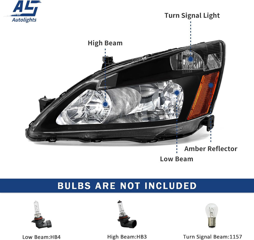 compatible with 2003-2007 accord headlight assembly for 03-07, close-up detail