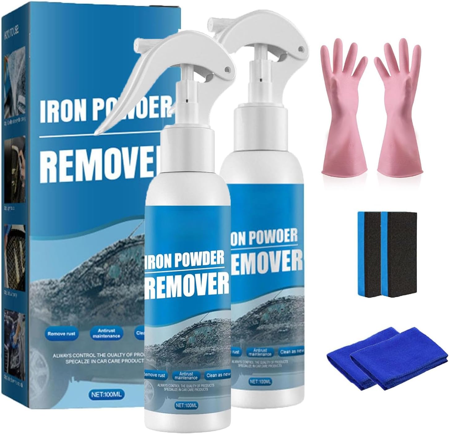 Multi-functional Quick-Acting Rust Removal Spray, Portable Rust Remover Spray for Metal, Iron Power Remover, Car 𝐑ust Removal Spra𝐲, Fast-Acting Oxidation Remove𝐫, Easy Spra𝐲 Application (2pcs)