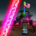 5FT(1.5M) RF Remote Control RGB LED Whips Light with Dacning/Chasing LED Antenna Light for Off-Road Vehicle ATV UTV RZR Jeep Trucks Dunes