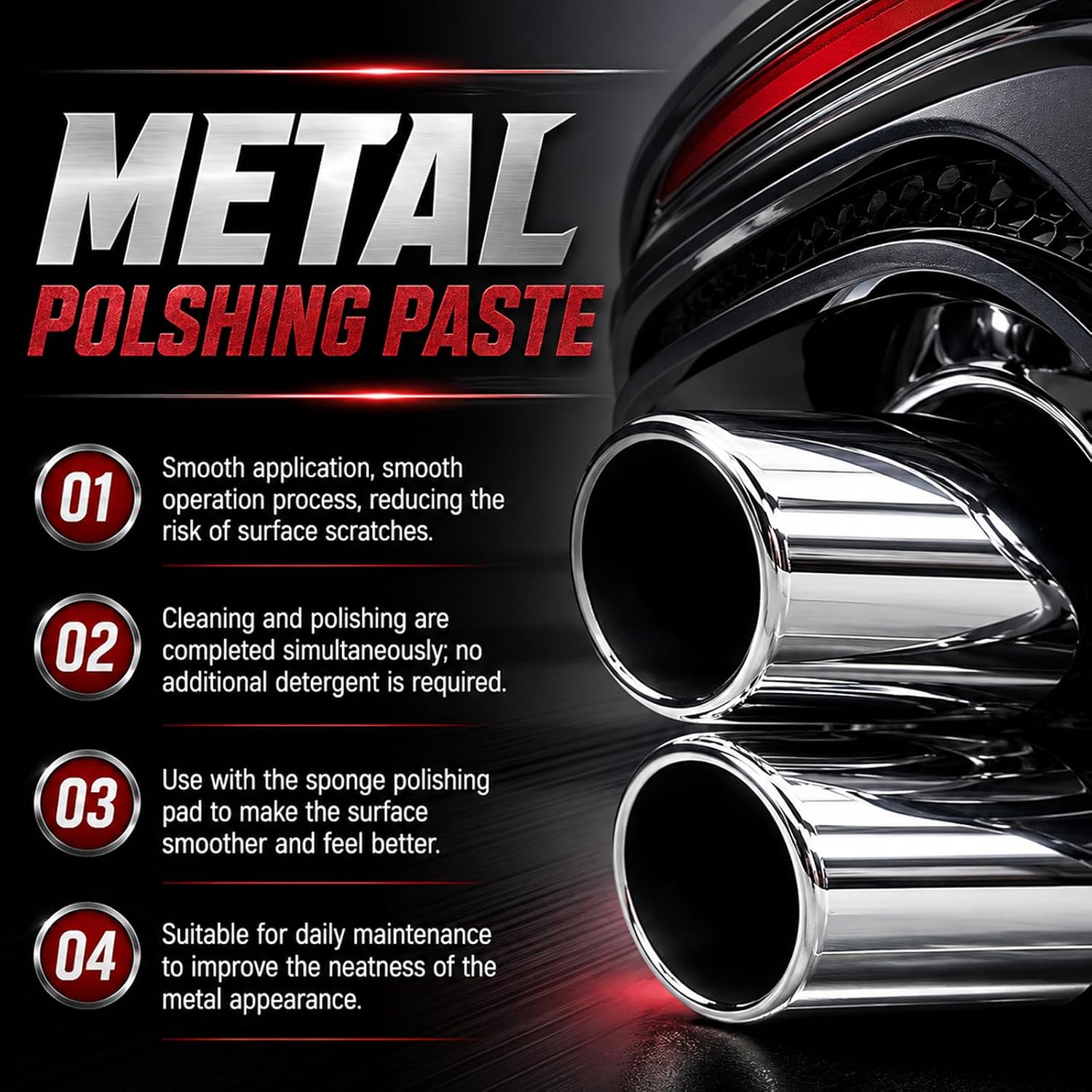 2pcs Pipe Polishing Pads, Buffing & Finishing Care Set, Metal Polishing Paste Pipe Pads Infused Polishing Pads, Achieve a Brilliant Shine with Ease, for Chrome & Stainless Steel, Buffing & Finishing