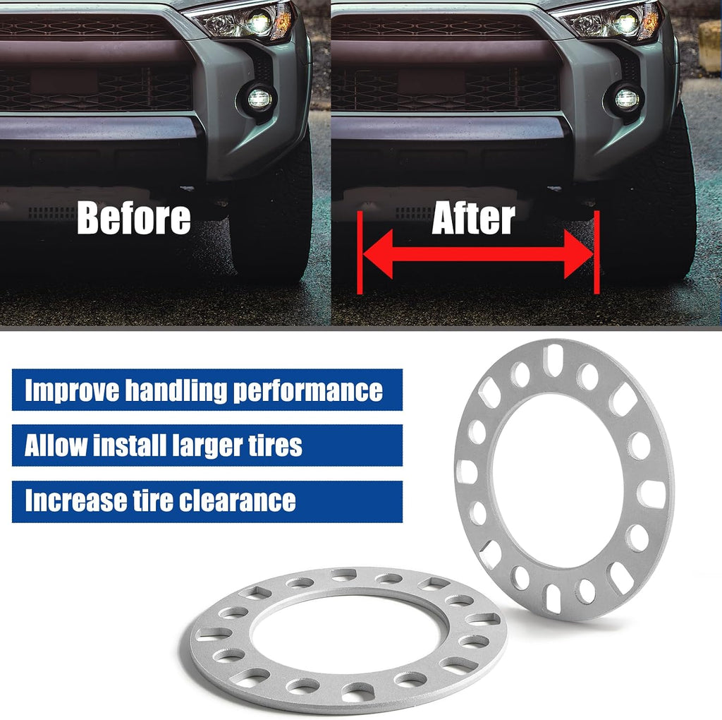 JiiinMiiin 1/4"(6mm) 8x165.1 8x170 8x180 8 Lug Wheel Spacers for F250 E350 Ram 2500 3500 Express 3500 K3500 Silverado Suburban 2500 Sierra 2500HD 3500HD, 4PCS