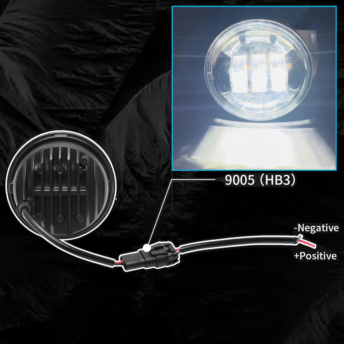 4.5 inch motorcycle led fog passing lights compatible, side view