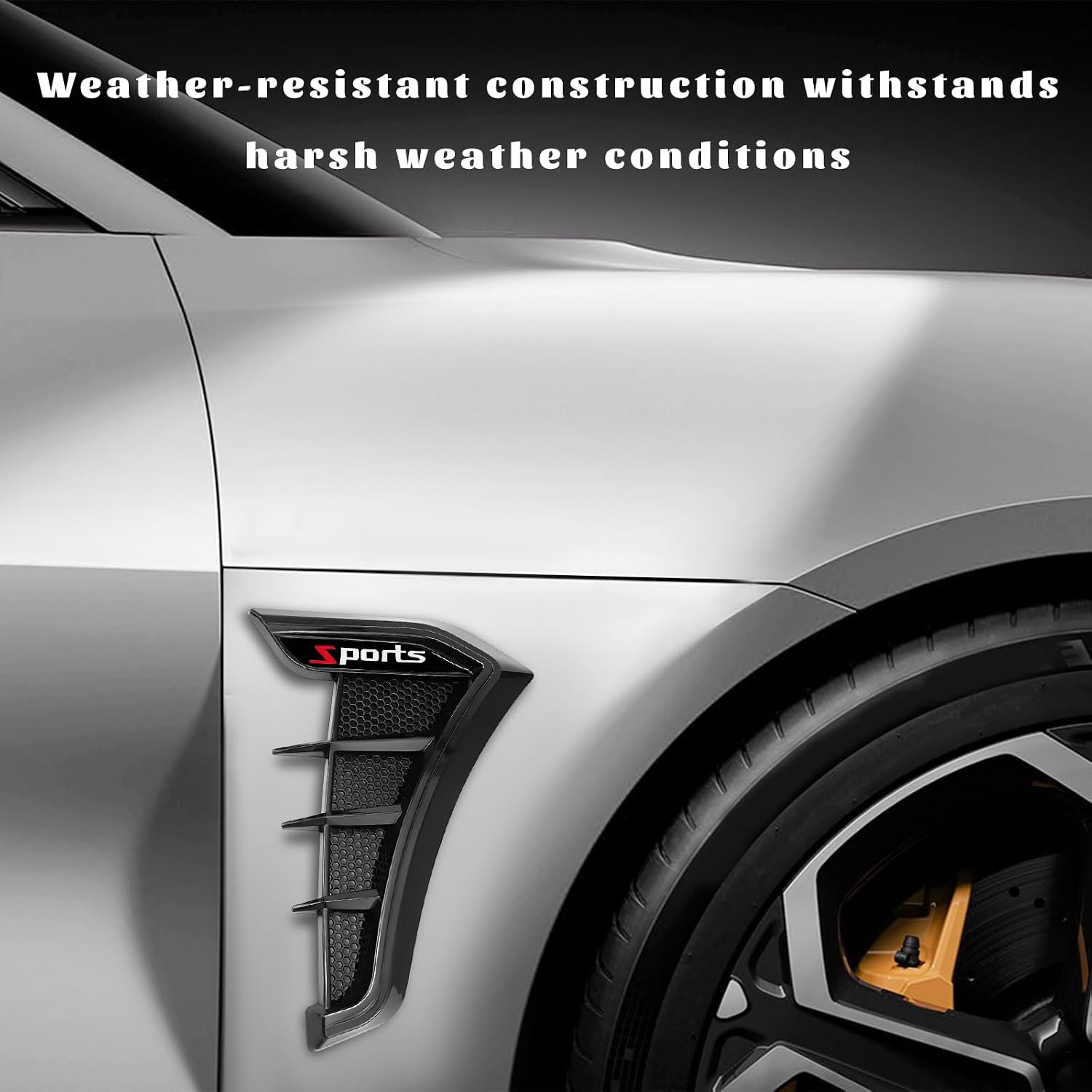2 PCS Car Side Vent Trim, Waterproof Air Flow Intake Hole Grille Front Fender Vent Cover, Sporty Side Marker Air Wing Spoiler Exterior Decoration for Cars Trucks SUVs (Black)