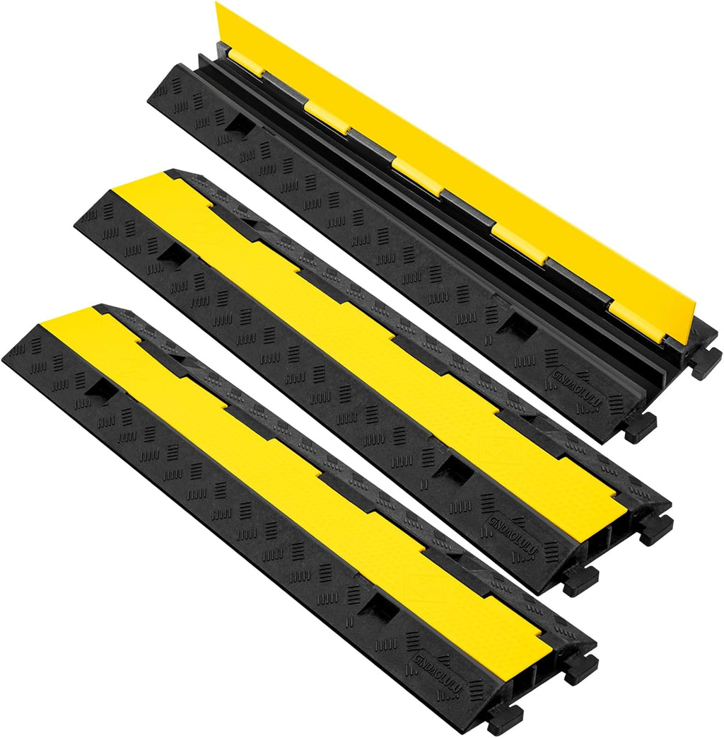 2 Channel 3 Pack Cable Protector Ramp Traffic Wire and Hose Ramp Cord Cover