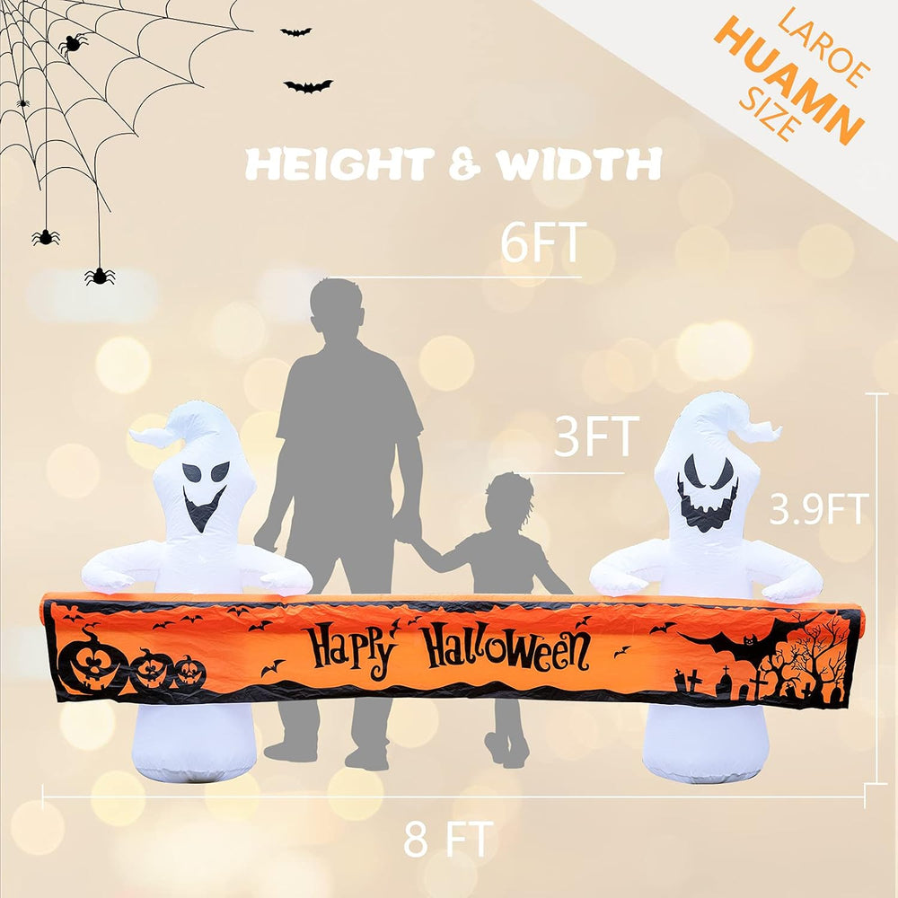 MUMTOP Halloween Outdoor Inflatable Ghost Yard Decor with Happy Halloween