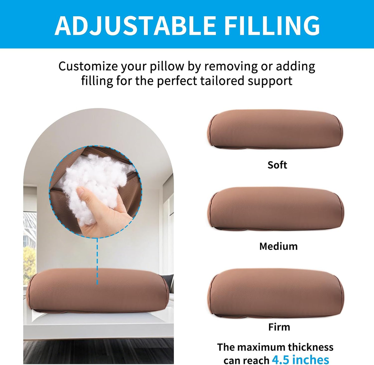 youfi leather recliner headrest pillow with self-stabilizing weighted showing dimensions