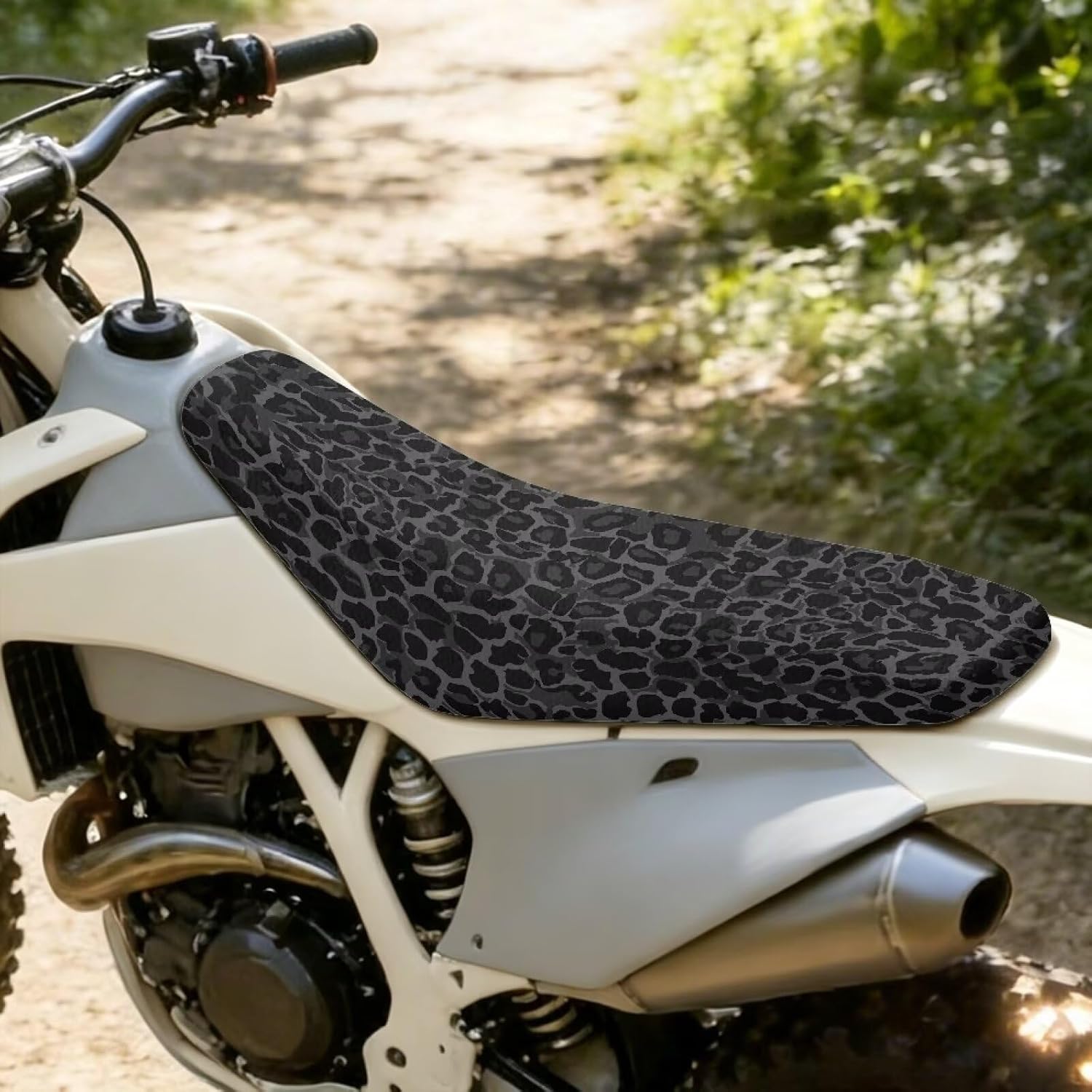Cheetah Leopard Print Dirt Bike Seat Cover Universal Soft PU Cushion Covers All-Season Protection Cover Easy to Install Universal Fit for Motorcycle Motorcross Enduro