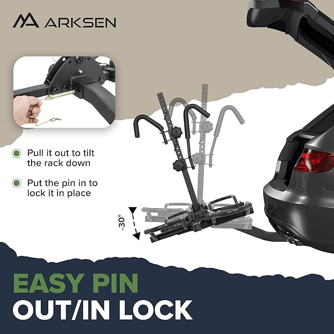 Arksen Hitch Mounted Bike Rack Smart Tilting 2-Bike Platform Style 150 lbs - Image 4