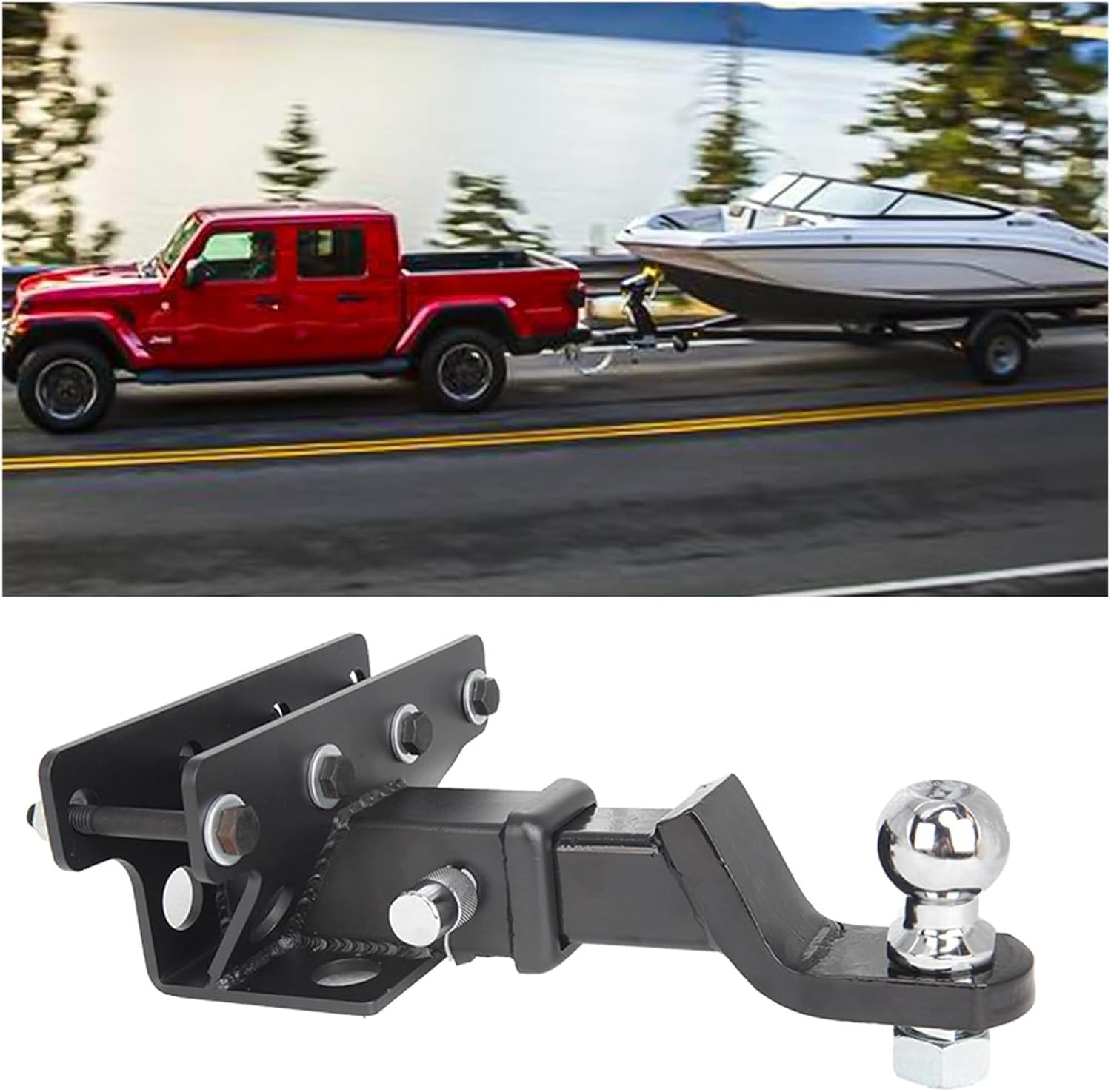 Adjustable Trailer Hitch Car Rear Bumper Trailer Hitch Receiver Tow Hitch Ball Mount with Hook
