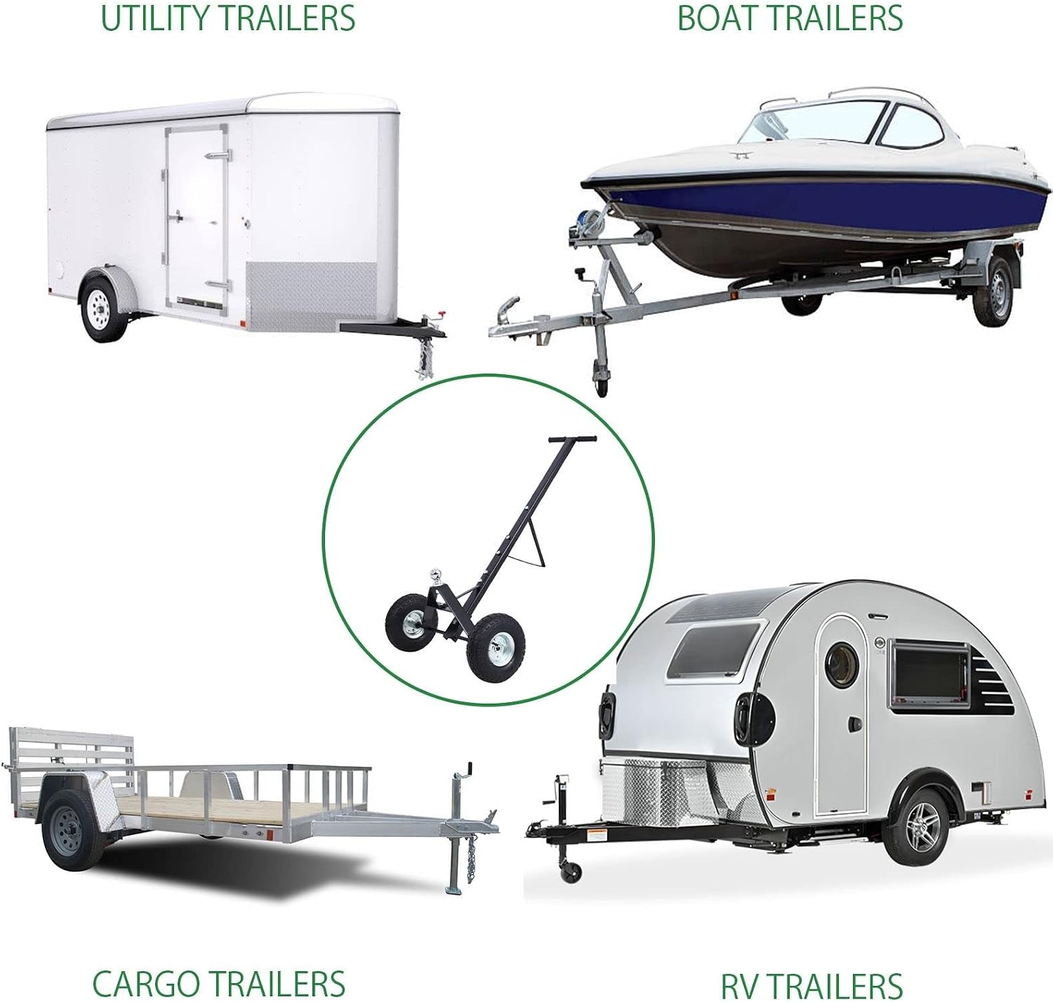 600 Lbs Capacity Trailer Dolly with 1-7/8'' Hitch Ball and 10'' Pneumatic Tires for Moving Car RV Boat Trailer, Black
