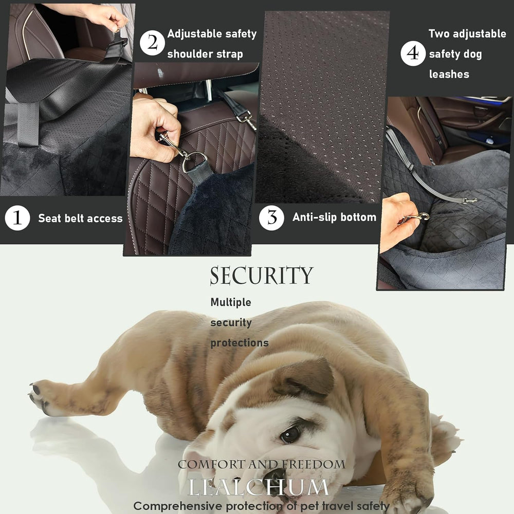 Lealchum Dog Booster Car Seat for S/M Dogs Up to 35lbs,Soft 6in Elevated Cush...