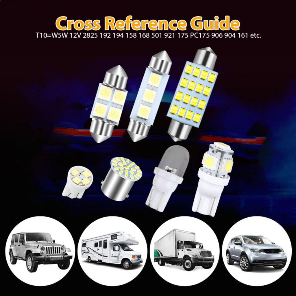 Car Interior Combo LED Map Dome Door Trunk License Plate Light Bulbs White 42PCS
