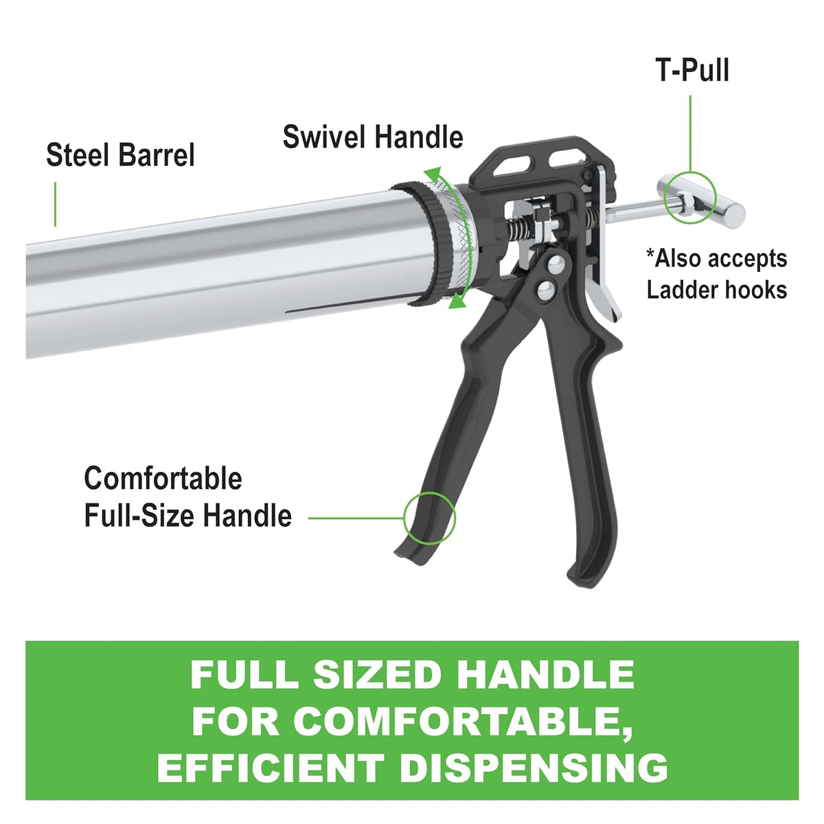 albion engineering b12b30 b-line manual bulk caulking gun, close-up detail