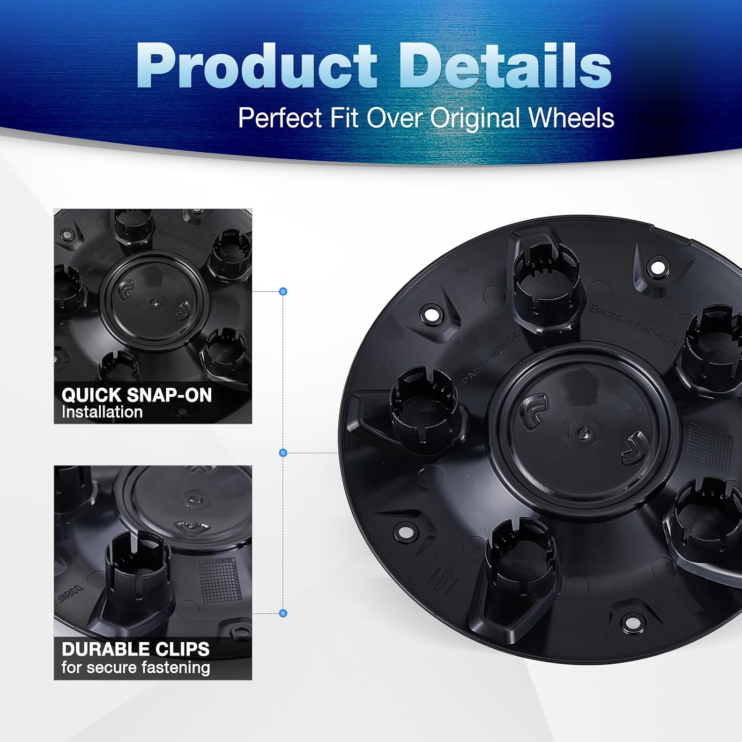 4Pcs Wheel Center Cap Cover for 2015-2026 Ford Transit 150/250/350/350 HD, 16'' Black Wheels Center Caps for 15-26 Transit 150/250/350 ABS Center Caps #CK4Z-1130-C, BK21-1130-CA, BK2Z-1130-A