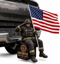 Firefighter Thin Red Line Tribute Trailer Hitch Cover, New Hitch Cover with Saluting Firefighter & American Flag, Vehicle Patriotic Decoration Accessories, Fits 2" Truck SUV Hitch Receivers