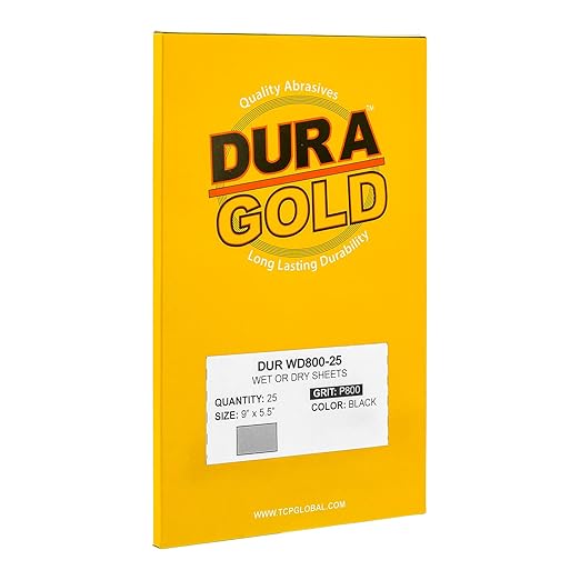 Dura-Gold Premium 800 Grit Wet or Dry Sandpaper Sheets, 5-1/2" x 9", Box of 25 - Image 3